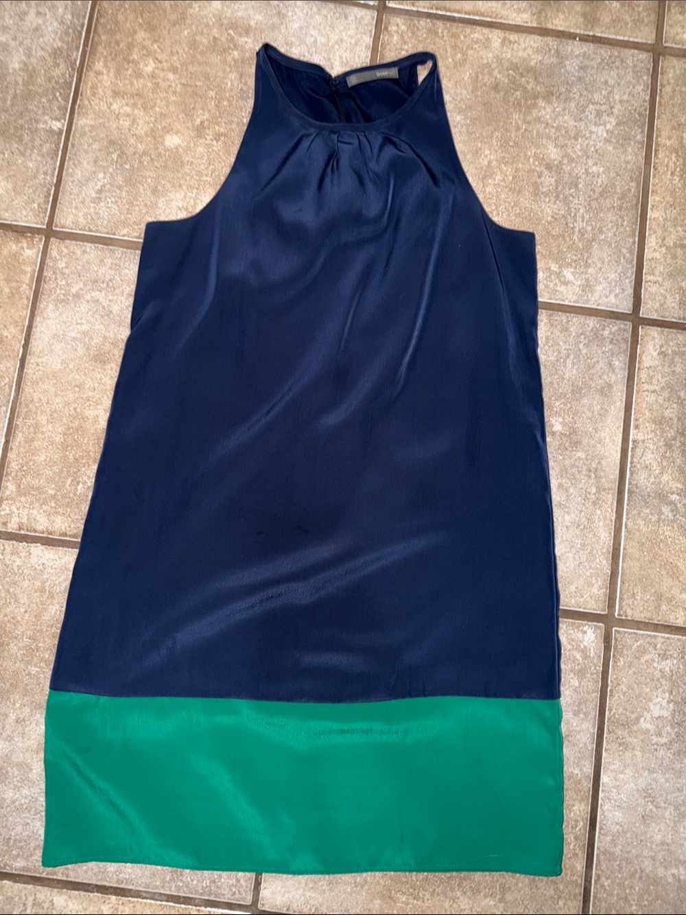 Smart Set Navy Shift Dress with Green Hem